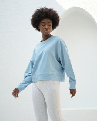 Bisiklet Yaka Düz Sweatshirt - 5