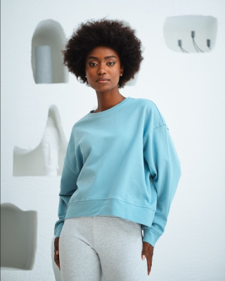 Bisiklet Yaka Düz Sweatshirt - 10