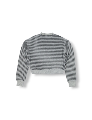  Bisiklet Yaka Oversize Çizgili Sweatshirt - 8