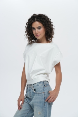  Crop Oversize Suni Deri Bluz - 4