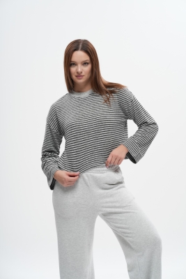  Oversize Çizgili Sweatshirt - 5