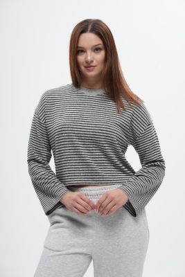  Oversize Çizgili Sweatshirt - 6